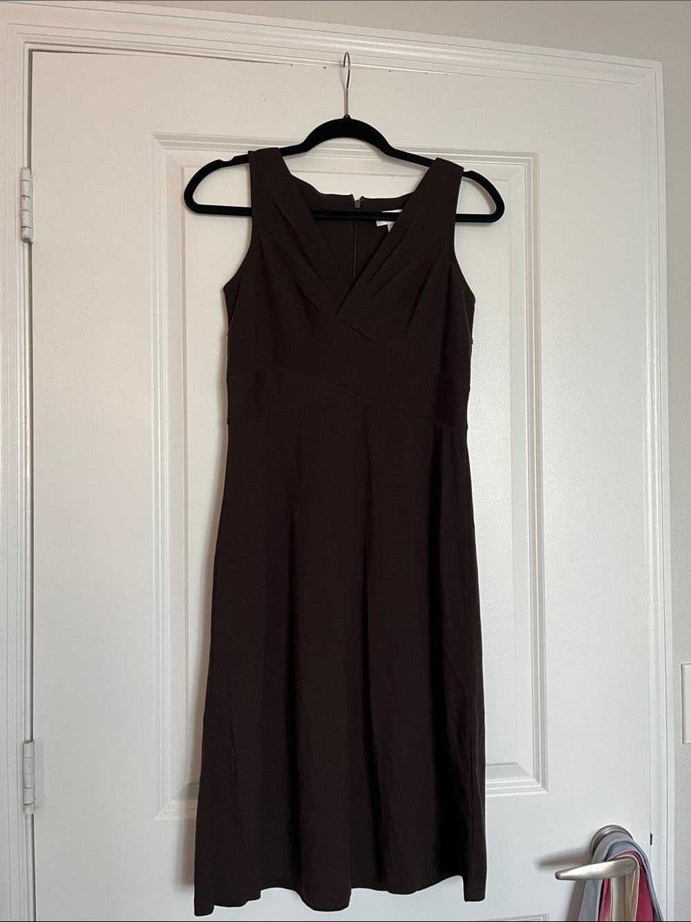 LOFT Dark Brown V-Neck Sleeveless Midi Dress